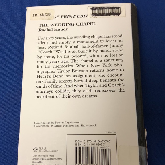 The Wedding Chapel 💒 by Bestselling Author Rachel Hauck-Large Print-Hard Cover - Picture 3 of 8